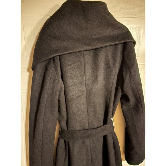 Cole Haan Signature Womens Asymmetrical Belted Full Zip Wool Coat Size 8 Black - Picture 5 of 16